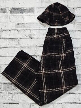 H&M Mens Small Plaid Corduroy Pants Matching Bucket Hat Grandpa Core